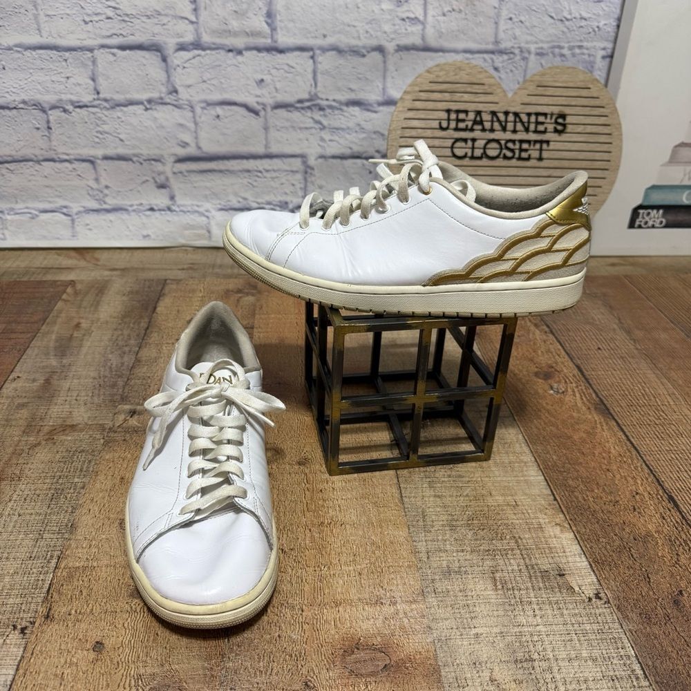 Nike Men’s Air Jordan 1 Centre Court White Gold Sneakers. Men's 11.5 DQ8577-100